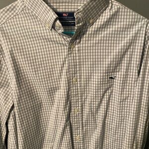 Vineyard Vines Men's Gray Gingham Shirt